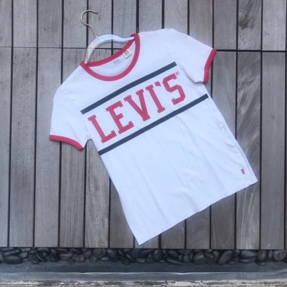 LEVIS White Navy & White Short Sleeve Crew Neck T - Picture 2 of 6